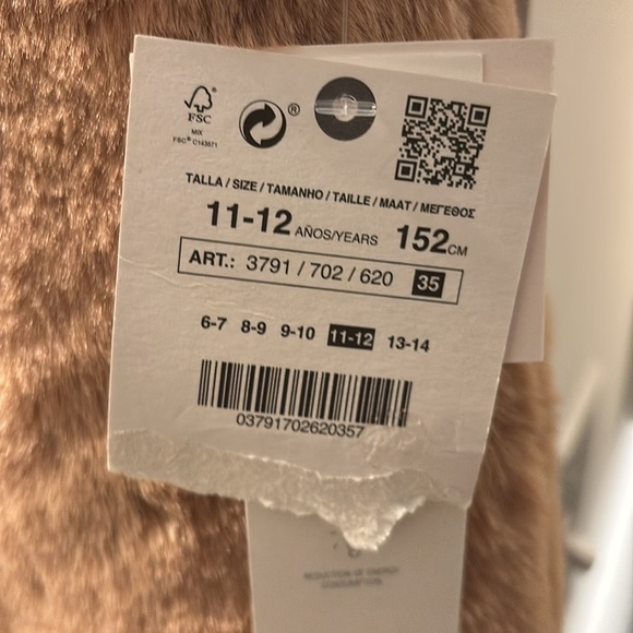 NWT ZARA girls reversible puffer/faux fur vest (11/12) - Picture 6 of 6